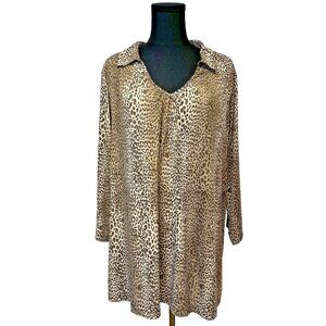 Susan Graver Liquid Knit Top Size 2X Leopard Print Tunic Comfort Glam Career‎